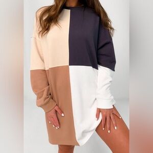 Missguided Colorblock Oversized Sweater Dress